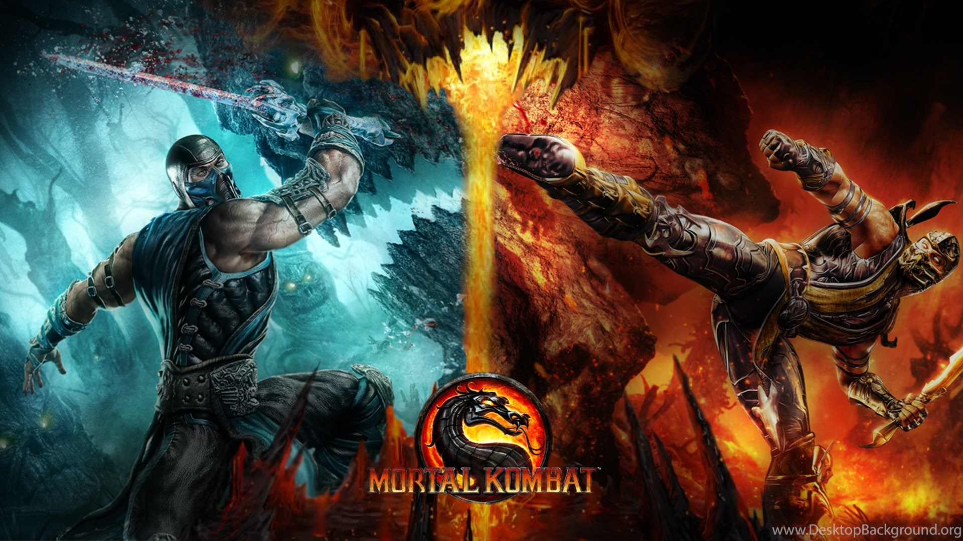 Scorpion Mortal Kombat Sub Zero Logo Desktop Background