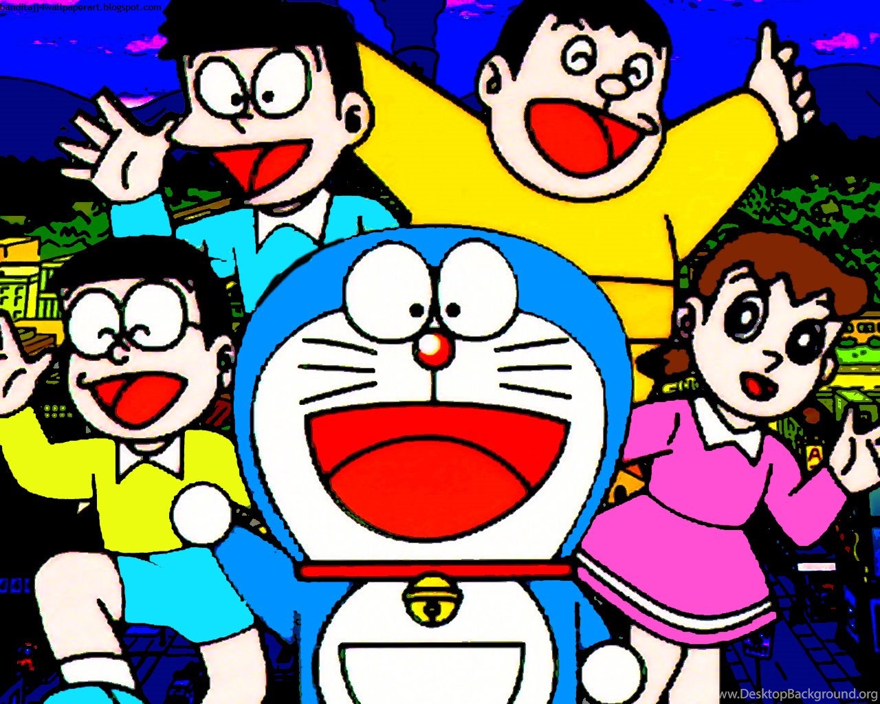 Doraemon Giant Nobita Shizuka Suneo Desktop Background