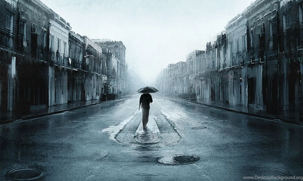 Black White Rain In City Picture Wallpapers HD