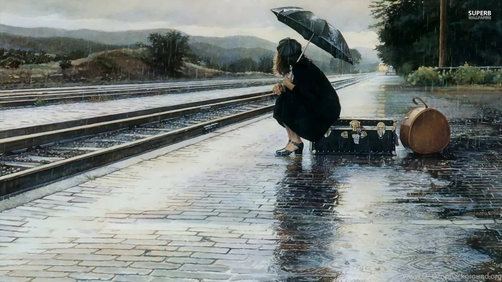 Waiting For The Train In The Rain Wallpapers Artistic Wallpapers ...