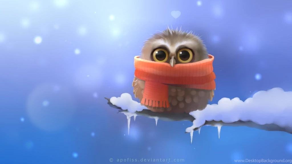 3d, Art, Owl, Scarf, Snow, Winter, Background, Funny, Hd, Wallpapers