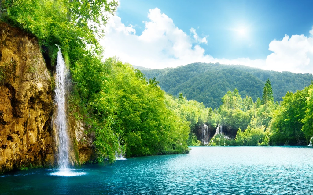 Download Wallpapers 3840x2400 Nature, Waterfall, Summer, Lake ...