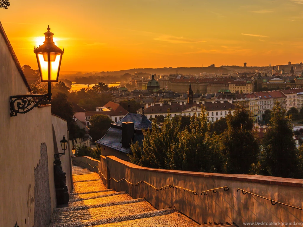 Houses Prague Sunset Old Buildings City Czech Rep High Quality ...