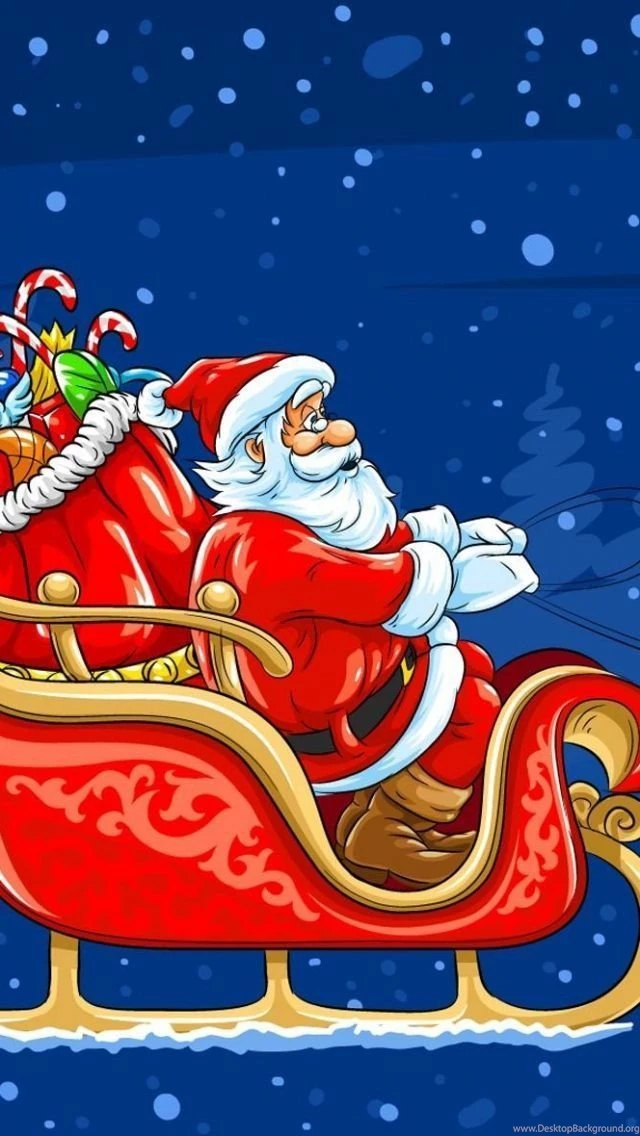 Christmas iPhone wallpaper For iPhone 55c5s 640x1136_christmas_santa_claus_sleigh_reindeer_gifts_postcard.jpg