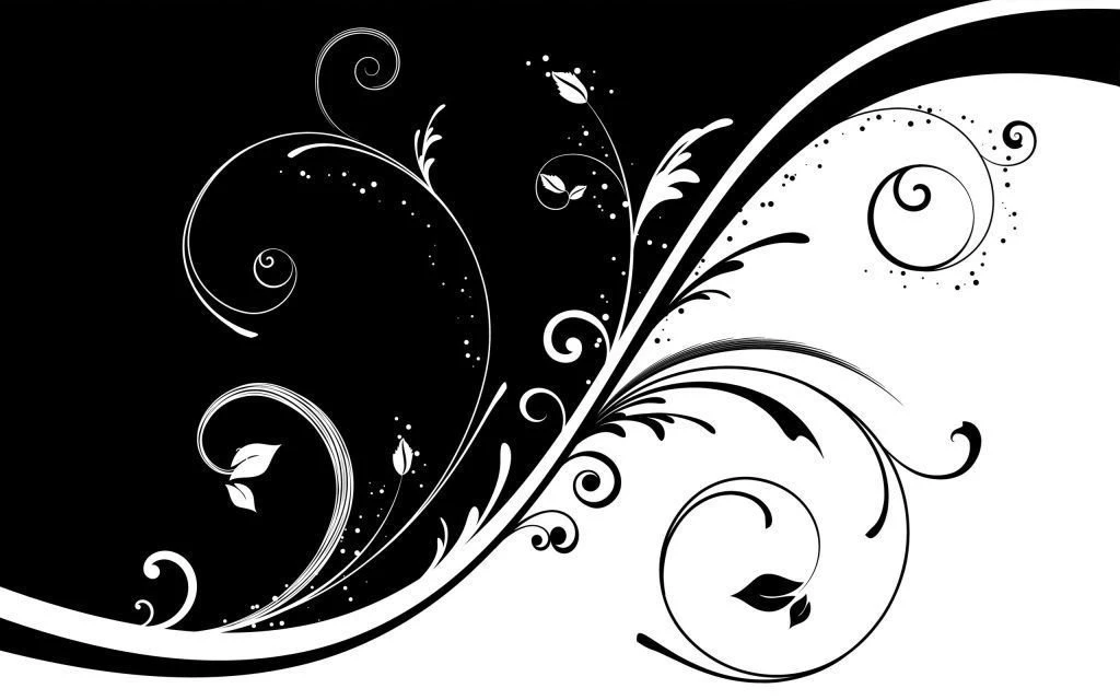 Black And White Flower Wave Patterns Download PowerPoint ...