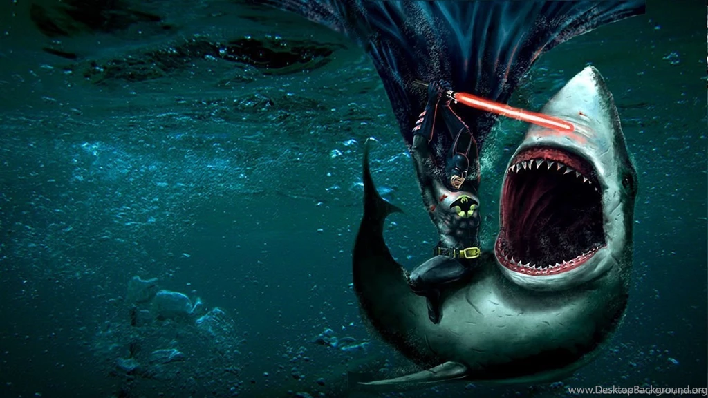 Download 1366x768 Batman Versus White Shark Wallpapers
