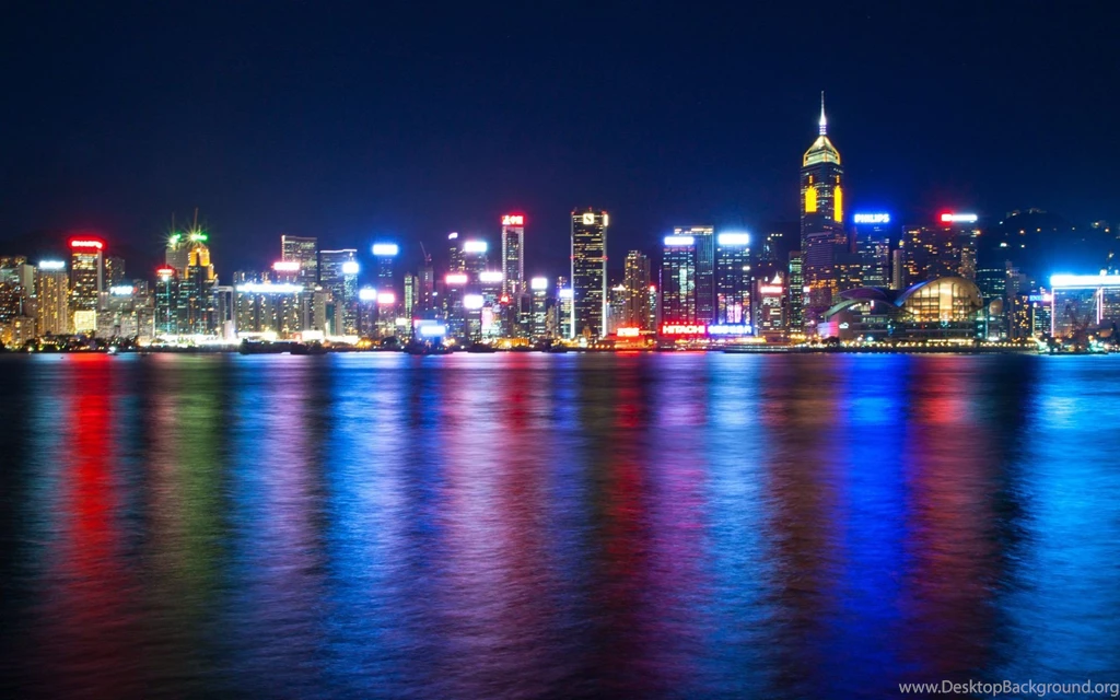 Hong Kong Harbour China Harbor Hdr Water Reflection Color Skyline ...