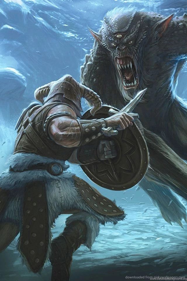 Download TES5 Skyrim Battle Wallpapers For iPhone 4