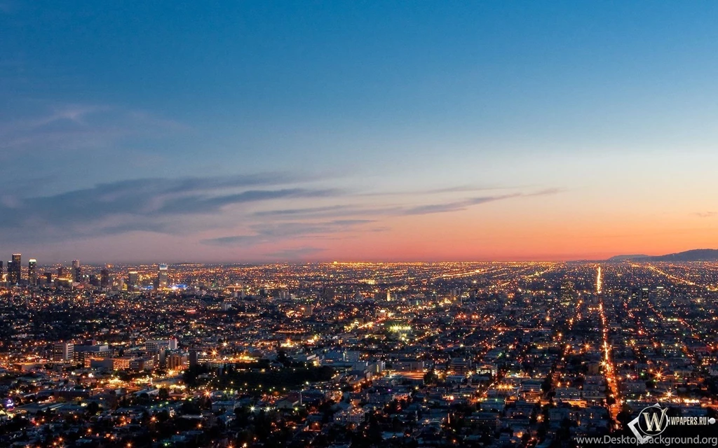 Скачать обои Los Angeles (Огни, Панорама, Лос Анджелес, LA, Los ...