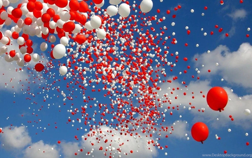 Red White Balloons Skyscapes Wallpapers
