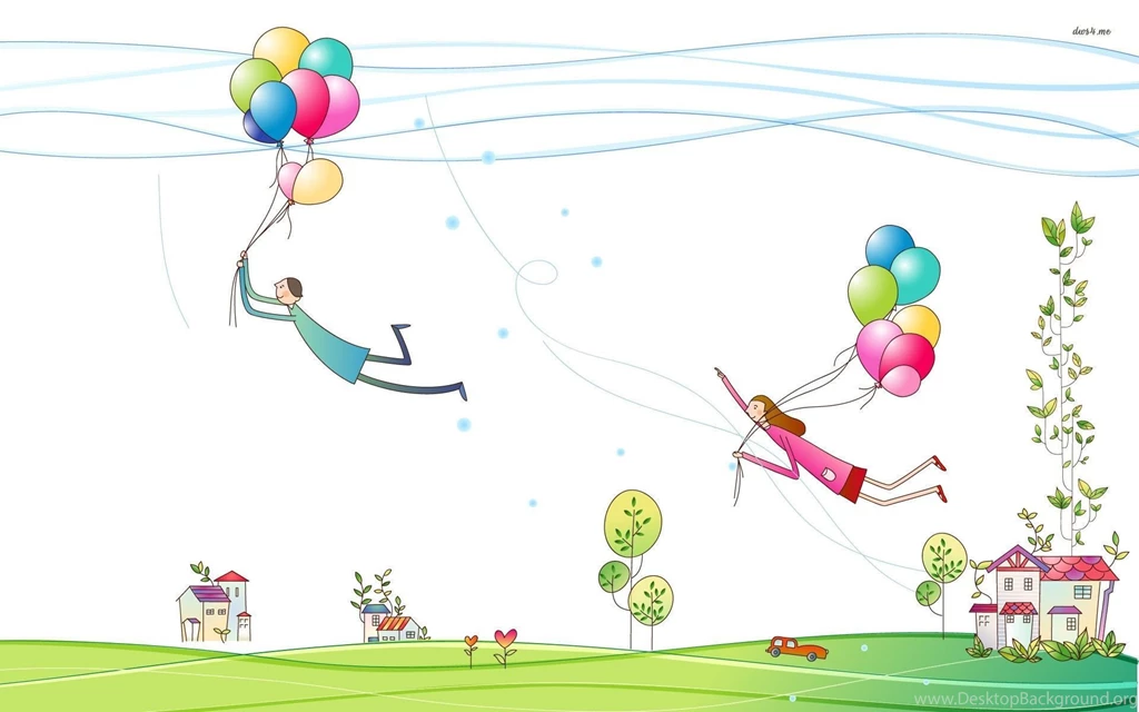 Couple Flying Away With Balloons Wallpapers Artistic Wallpapers ...