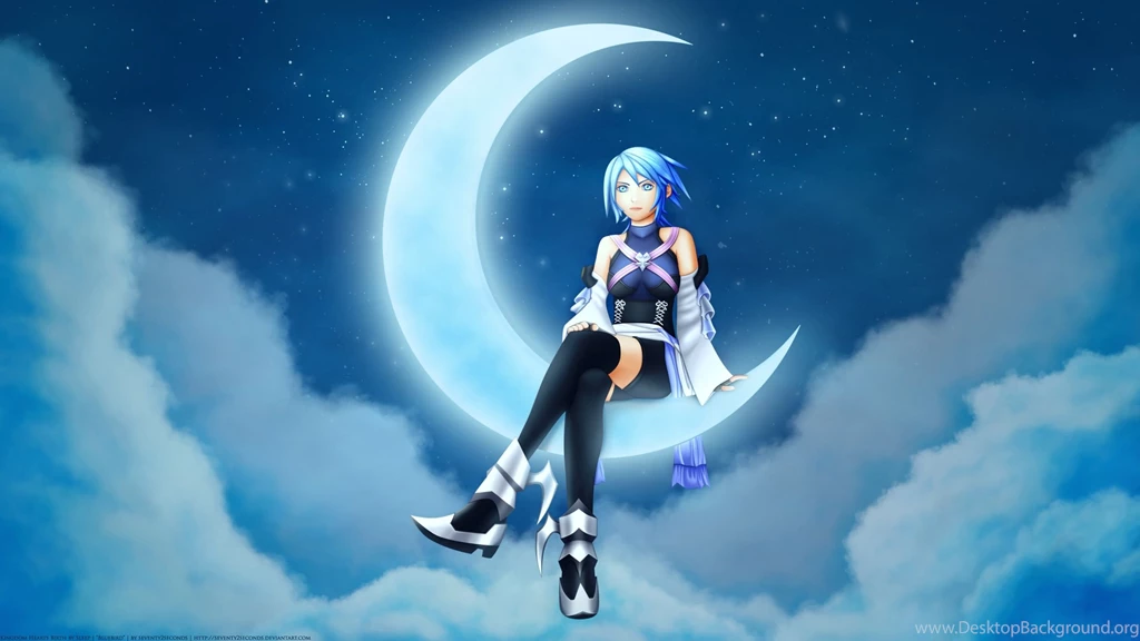 Download Wallpapers 2560x1440 Anime, Girl, Moon, Stars, Night Mac ...