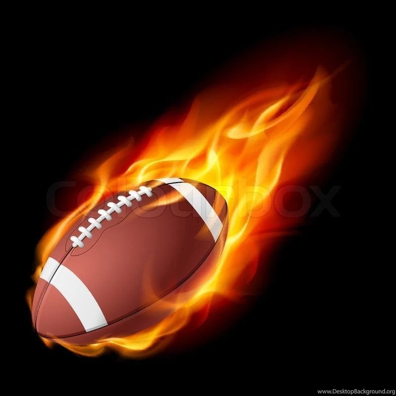 Realistic American Football In The Fire Illustration On White ...