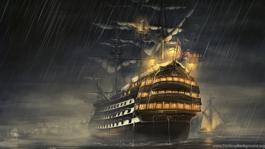 Download Wallpapers 1600x900 Ships, Sea, Light, Rain 1600x900 HD ...