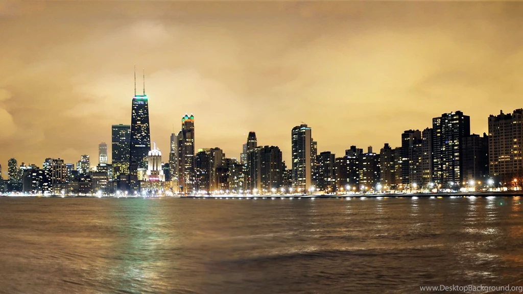 Chicago Skyline At Night Wallpaper.