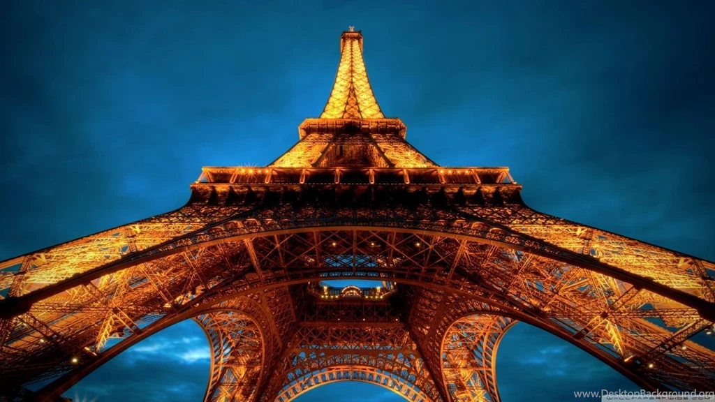 Paris At Night Eiffel Tower View From Below HD Desktop Wallpapers ...