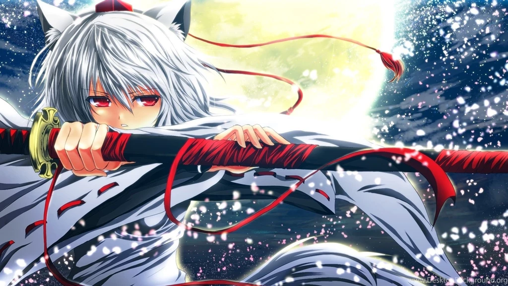 Download Wallpapers 1920x1080 Anime, Girl, Ears, Sword, Kimono ...