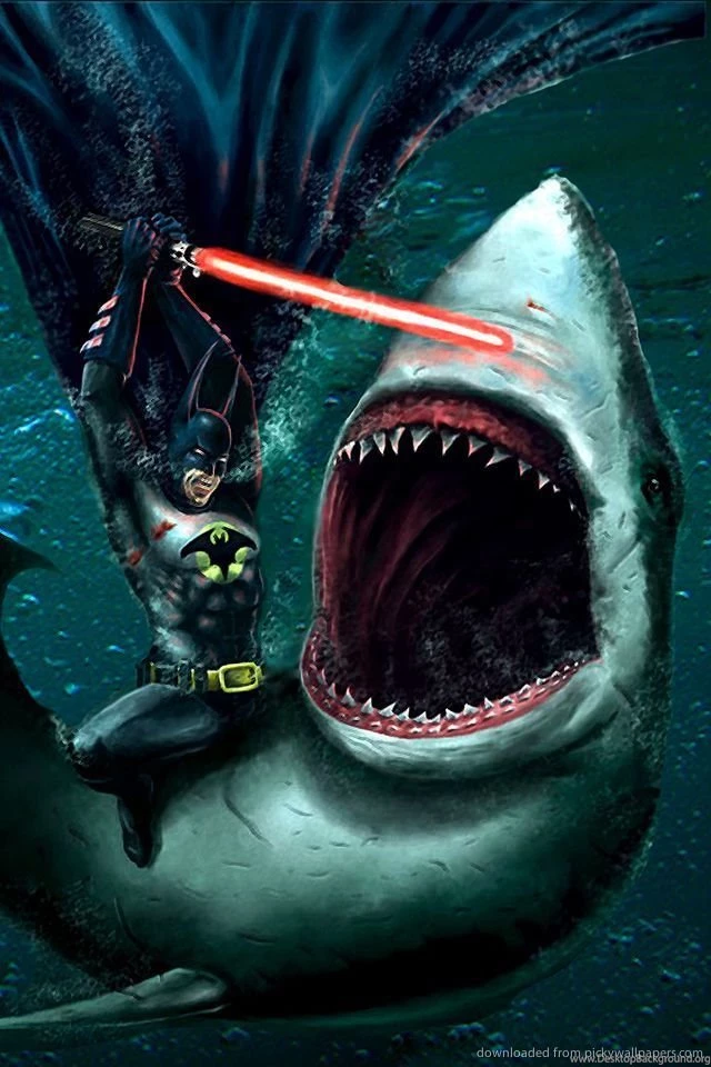 Download Batman Versus White Shark Wallpapers For iPhone 4