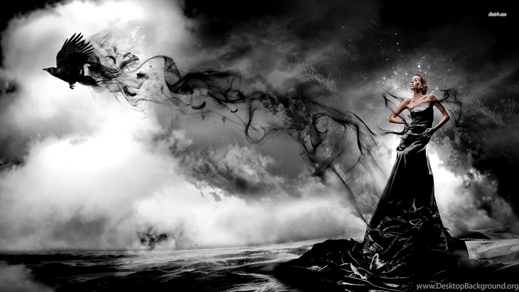 Raven Emerging From The Black Dress Wallpapers Digital Art ...