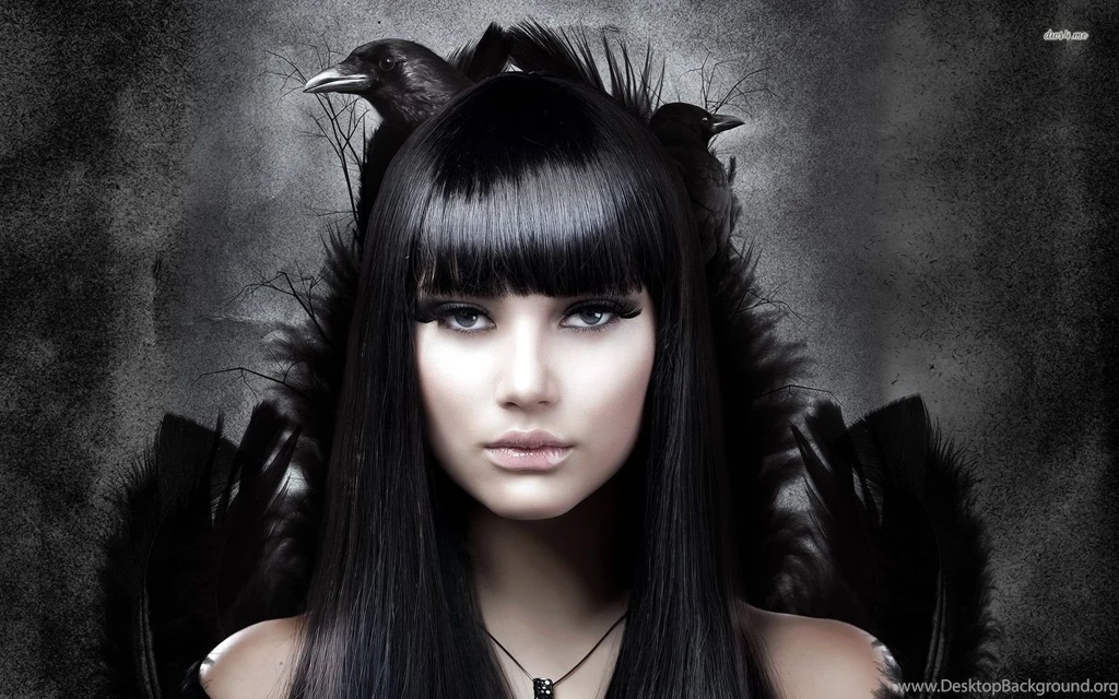 Goth Girl With Her Raven Wallpapers Digital Art Wallpapers