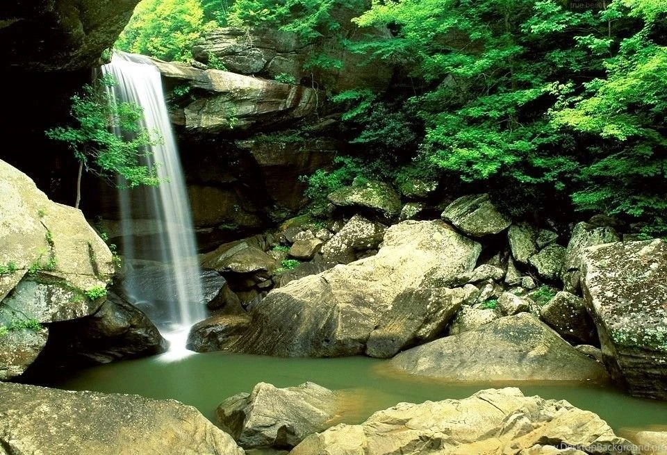 Magnificent Natural View From Waterfall Backgrounds Pictures ...