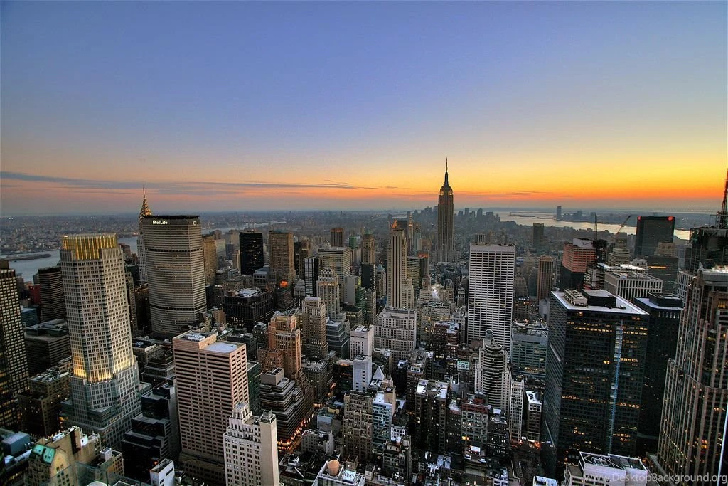 New York City Skyline Sunset Wallpaper, Backgrounds