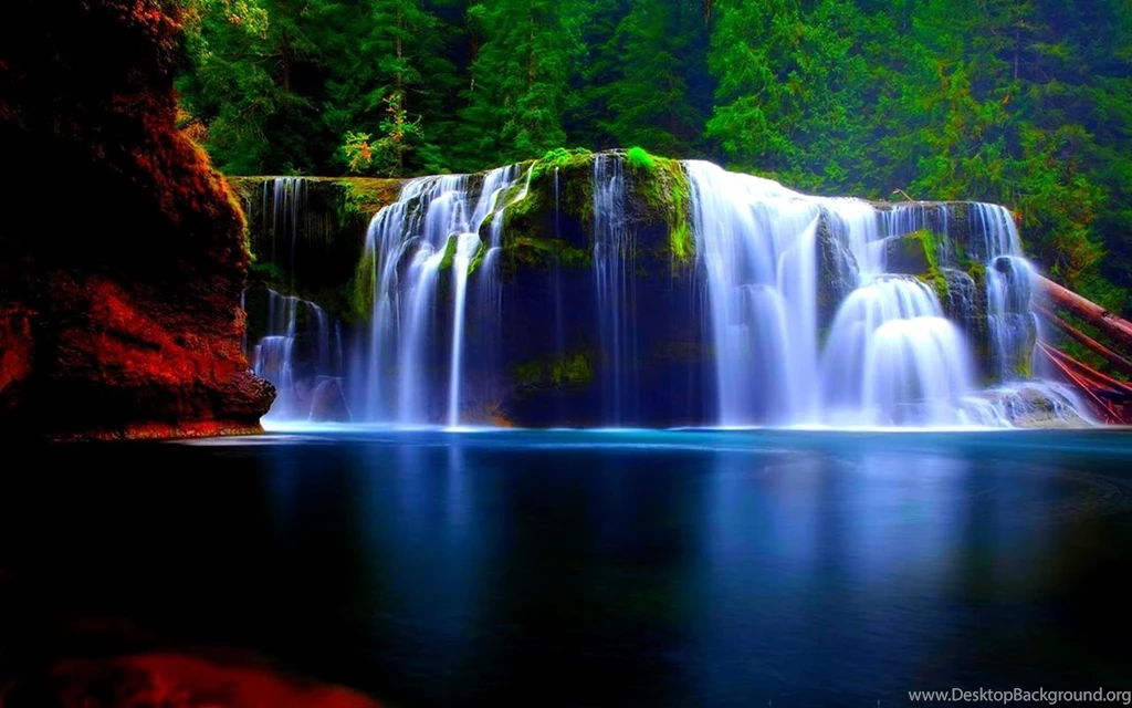Red And Green Waterfall Wallpaper Backgrounds