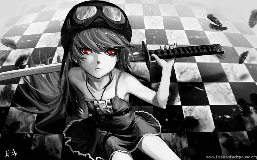 Black n White Anime Girl Sword HD Wallpapers.jpg