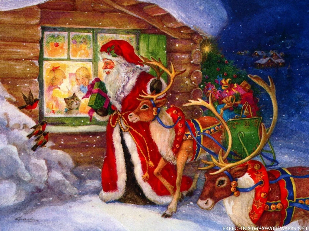 Santa Claus And Reindeers Wallpapers