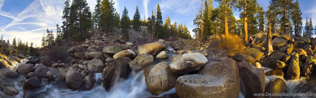 Download Wallpapers 3840x1200 Stones, River, Mountain, Sky, Traces ...
