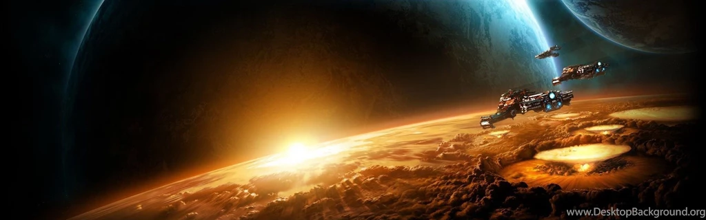 Download Wallpapers 3840x1200 Starcraft, Planet, Sun, Earth, Space ...