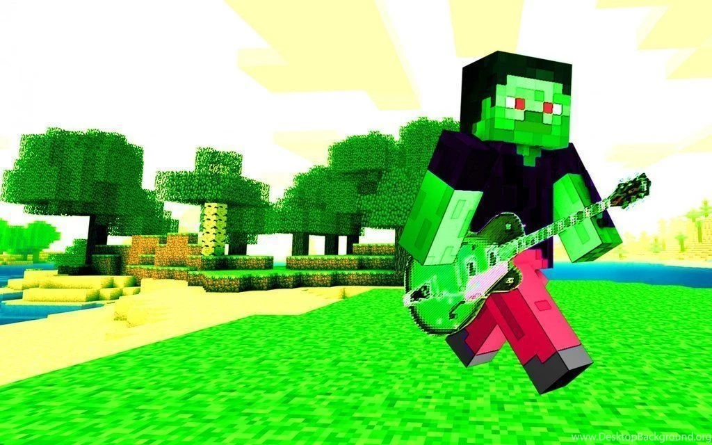 Minecraft Steve Zombie Playing Guitar (Wallpapers Various Sizes ...