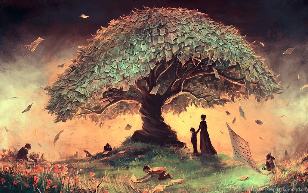 Fantasy Money Tree Landscape Children Art HD Wallpapers