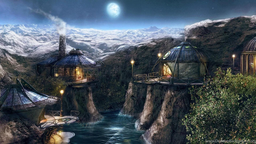 Mountains Fractal Panoramic Huts Hd Wallpapers (