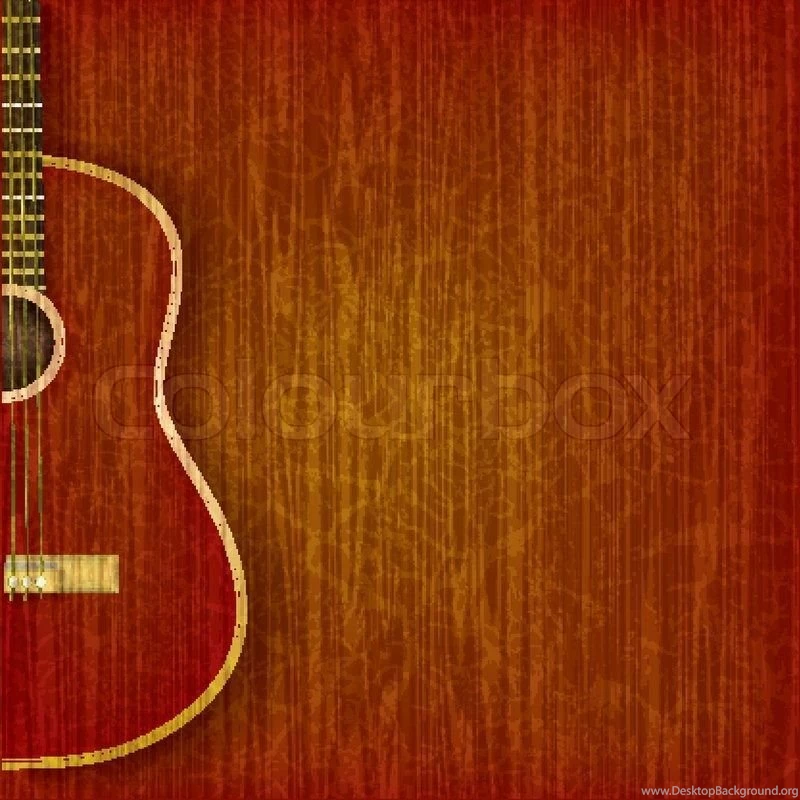 Acoustic Guitar On Abstract Grunge Wood Backgrounds