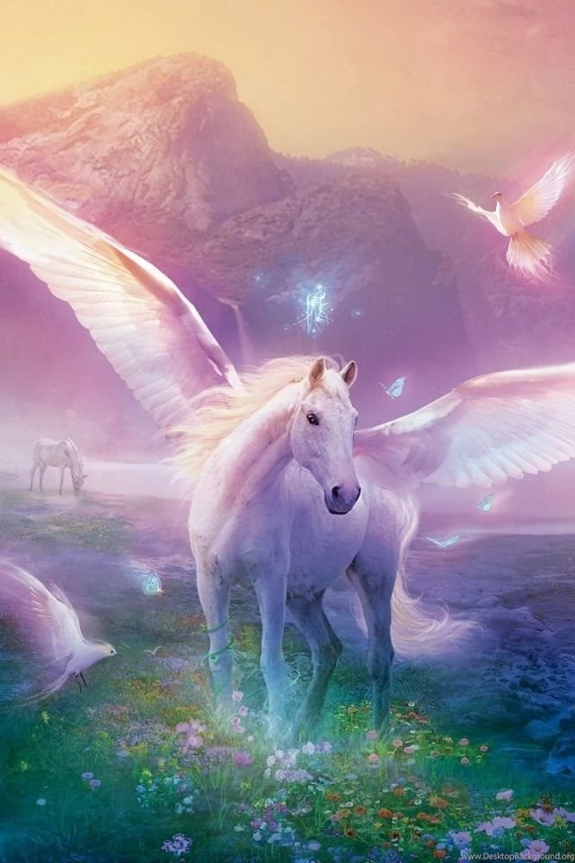 Download Wallpapers 640x960 Pegasus, Horse, Magic, Flowers iPhone ...