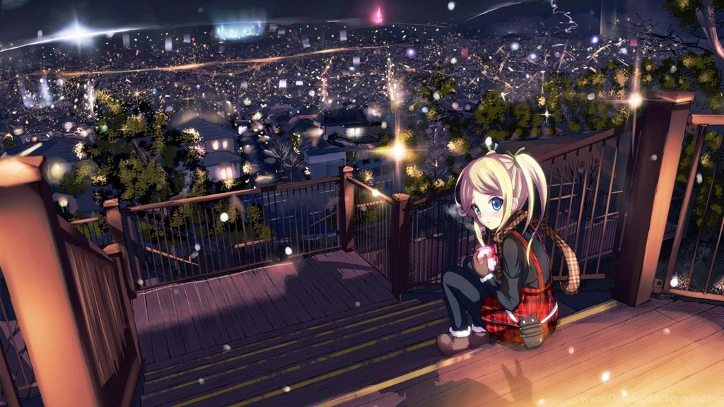 Download Wallpapers 1920x1080 Landscape, Blue, Anime Full HD 1080p ...