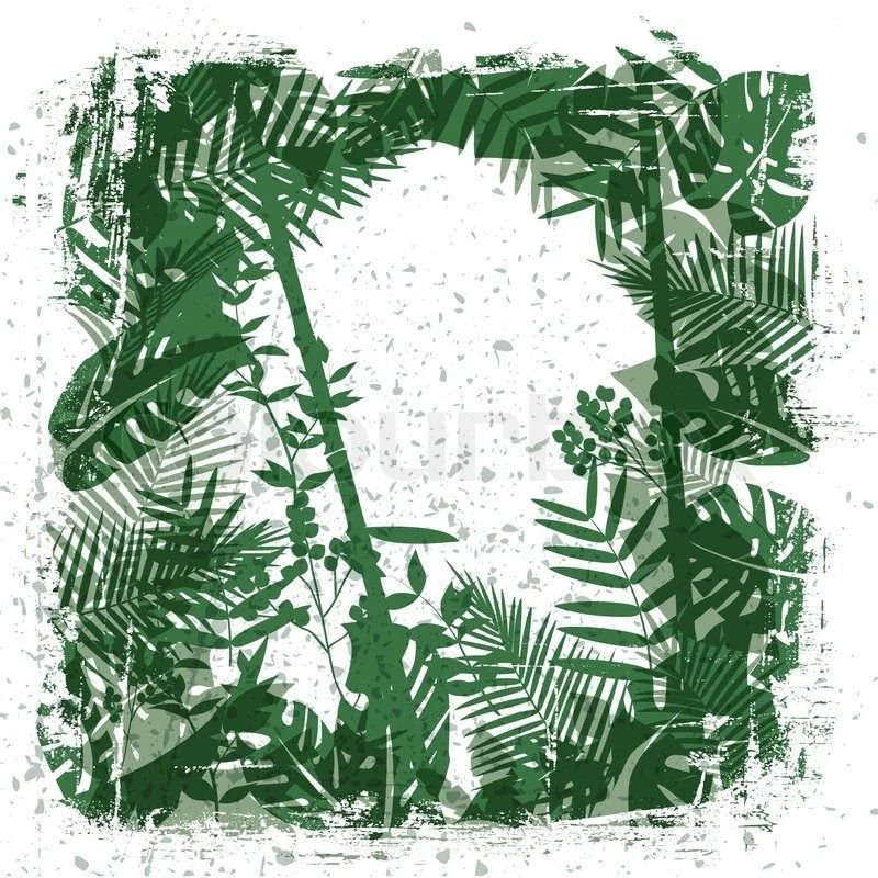 Leaves And Jungle Backgrounds With Grunge Effect Stock Vector