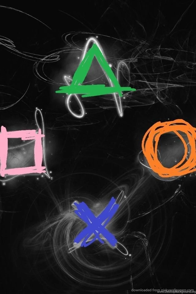 Download Playstation Control Symbols On Black 2 Wallpapers For iPhone 4