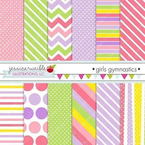 Girls Gymnastics Cute Digital Papers Backgrounds For Personal And ...