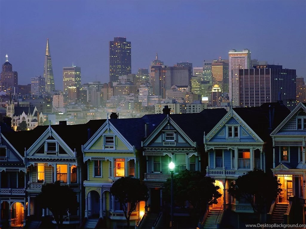 The 'Painted Ladies', Alamo Square Park, San Francisco, California ...