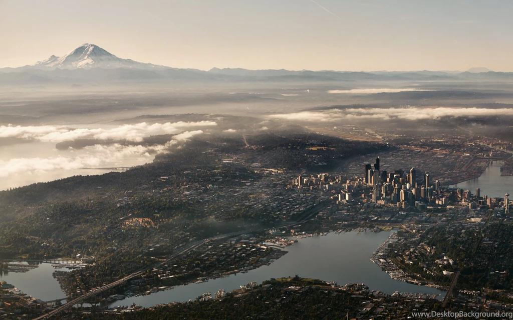 Download Wallpapers 3840x2400 Seattle, Usa, Top View, Panorama ...