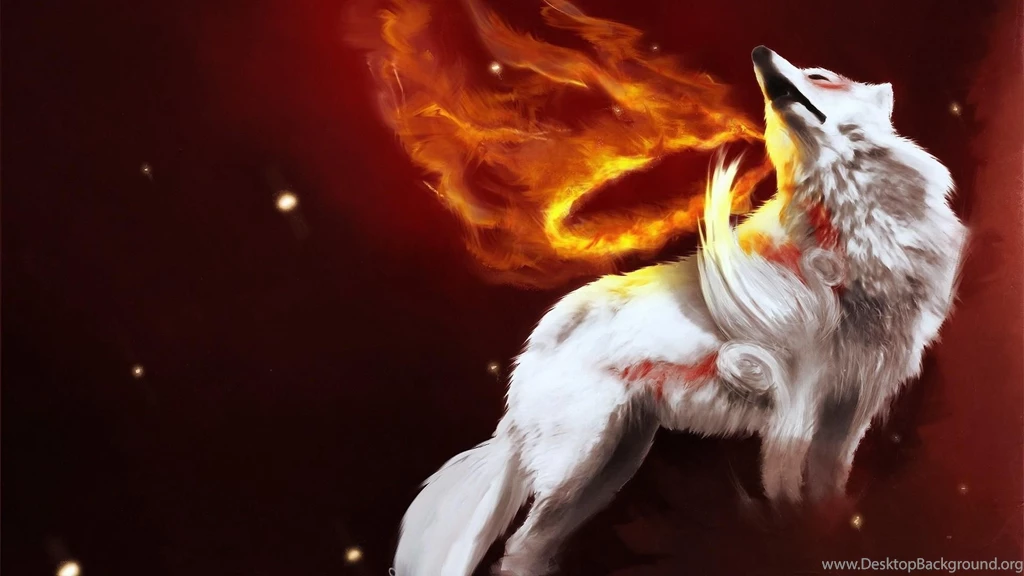 Okami okami wolf wallpaper brown cute background stars 1920x1080 ...