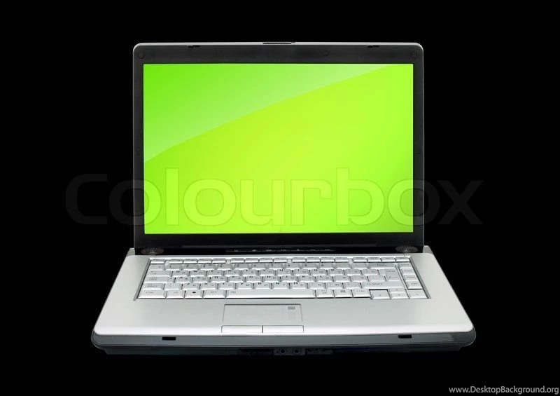 Open Laptop Showing Keyboard And Screen Isolated On Black ...