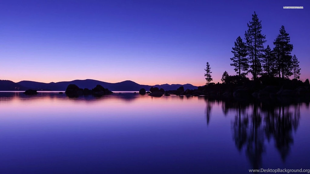 Calm Lake In The Blue Sunset Wallpapers