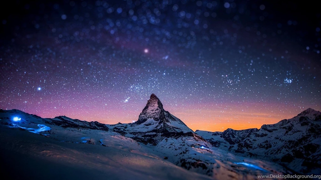 Night Stars Bokeh Switzerland Alps Matterhorn Zematt Cervino Sky ...