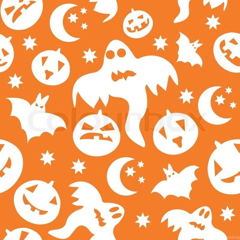 Seamless Halloween Backgrounds With Ghosts, Bats, Pumpkins And ...