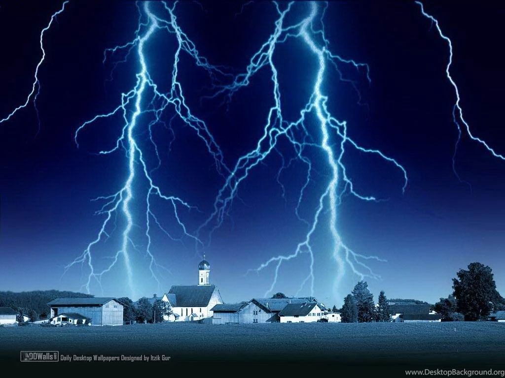 Storm Lightning Over The House