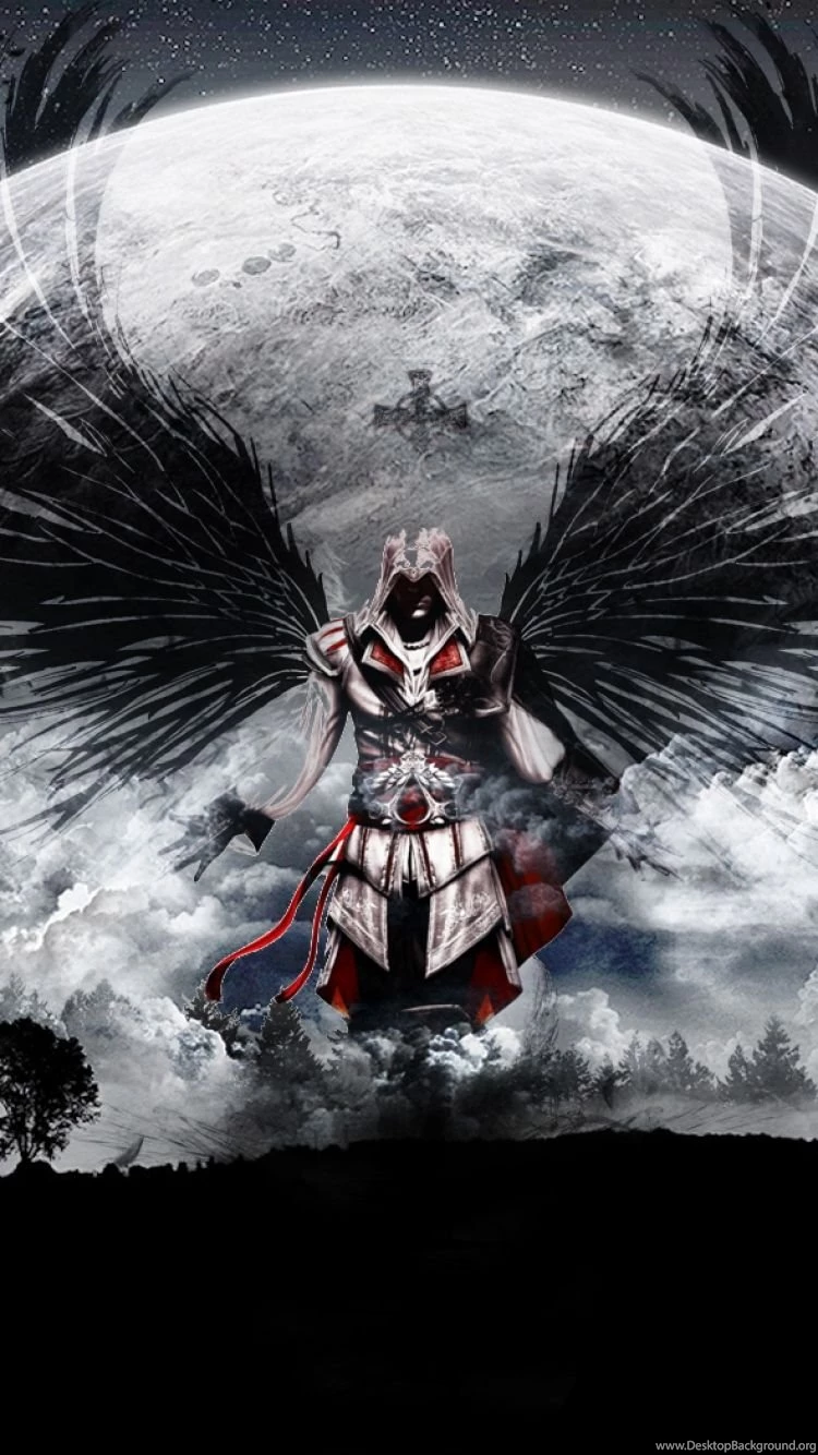 Download Wallpapers 750x1334 Assassins Creed, Desmond Miles, Moon ...