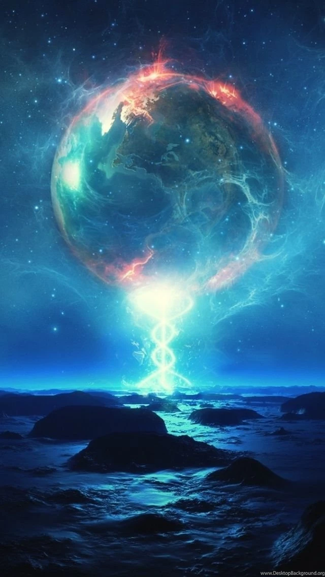 640x1136 Magical Planets Ocean Rocks Iphone 5 Wallpapers
